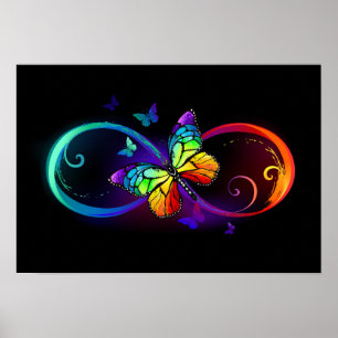 Lebhafte Unendlichkeit mit Regenbogenschmetterling Poster
