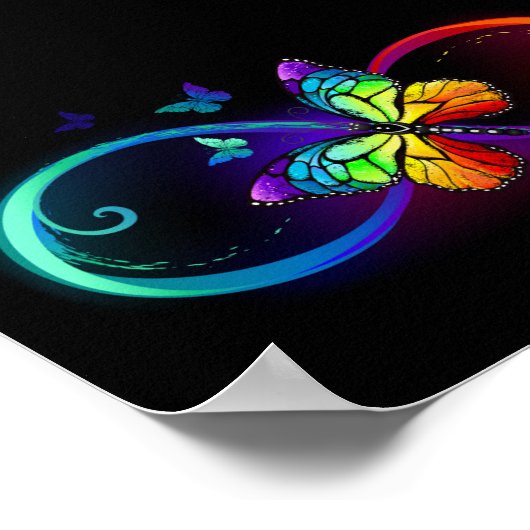 Lebhafte Unendlichkeit mit Regenbogenschmetterling Poster (Ecke)