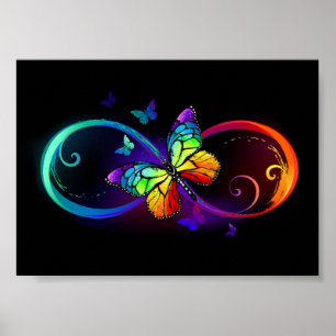 Lebhafte Unendlichkeit mit Regenbogenschmetterling Poster