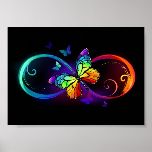Lebhafte Unendlichkeit mit Regenbogenschmetterling Poster (Vorne)