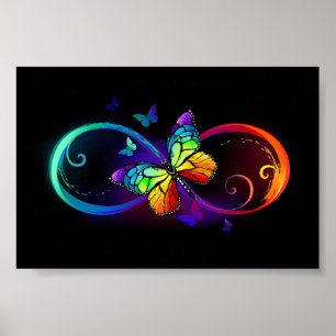 Lebhafte Unendlichkeit mit Regenbogenschmetterling Poster