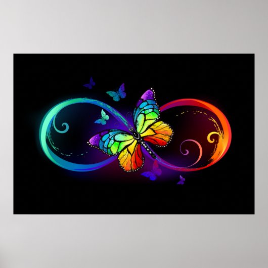 Lebhafte Unendlichkeit mit Regenbogenschmetterling Poster (Vorne)