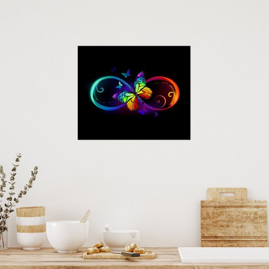 Lebhafte Unendlichkeit mit Regenbogenschmetterling Poster (Küche)