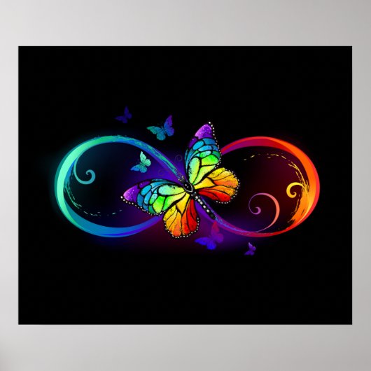 Lebhafte Unendlichkeit mit Regenbogenschmetterling Poster (Vorne)
