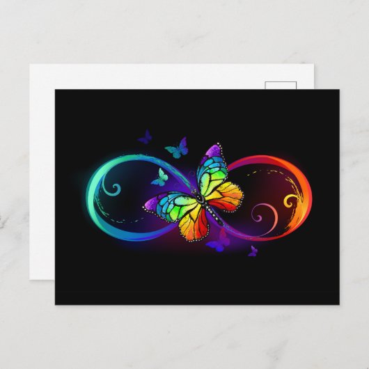 Lebhafte Unendlichkeit mit Regenbogenschmetterling Postkarte (Vorne/Hinten)