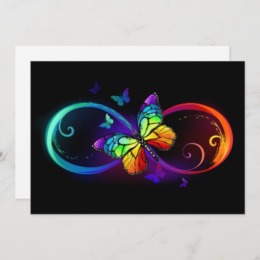 Lebhafte Unendlichkeit mit Regenbogenschmetterling Save The Date (Vorne/Hinten)