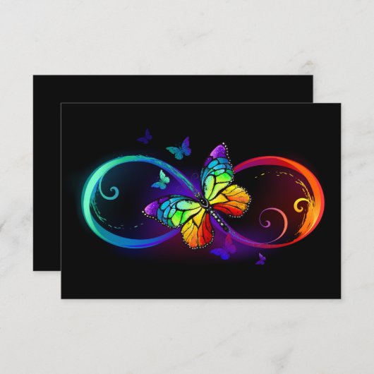 Lebhafte Unendlichkeit mit Regenbogenschmetterling Save The Date (Vorne/Hinten)