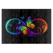 Lebhafte Unendlichkeit mit Regenbogenschmetterling Schneidebrett (Vorderseite)