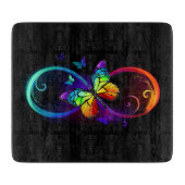 Lebhafte Unendlichkeit mit Regenbogenschmetterling Schneidebrett (Vorderseite)