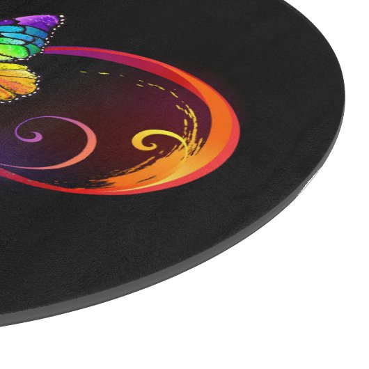 Lebhafte Unendlichkeit mit Regenbogenschmetterling Schneidebrett (Ecke)