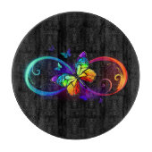 Lebhafte Unendlichkeit mit Regenbogenschmetterling Schneidebrett (Vorderseite)