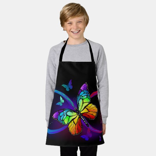Lebhafte Unendlichkeit mit Regenbogenschmetterling Schürze (Getragen)