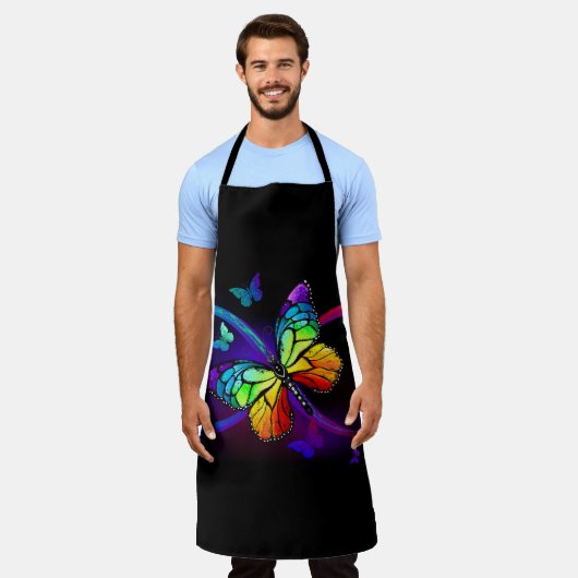 Lebhafte Unendlichkeit mit Regenbogenschmetterling Schürze (Getragen)