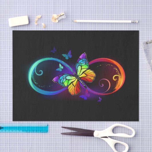 Lebhafte Unendlichkeit mit Regenbogenschmetterling Seidenpapier (Handwerk)