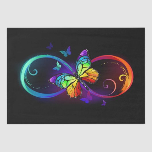Lebhafte Unendlichkeit mit Regenbogenschmetterling Seidenpapier (Vorderseite)