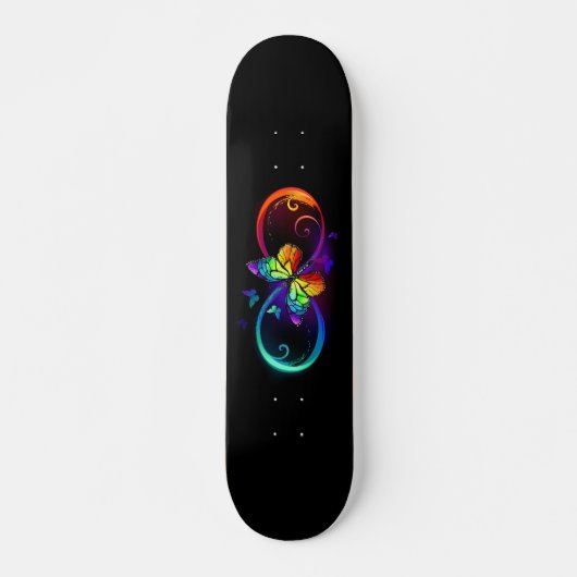 Lebhafte Unendlichkeit mit Regenbogenschmetterling Skateboard (Vorne)