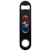 Lebhafte Unendlichkeit mit Regenbogenschmetterling Speed Flaschenöffner (Rückseite)
