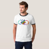 Lebhafte Unendlichkeit mit Regenbogenschmetterling T-Shirt (Vorne ganz)