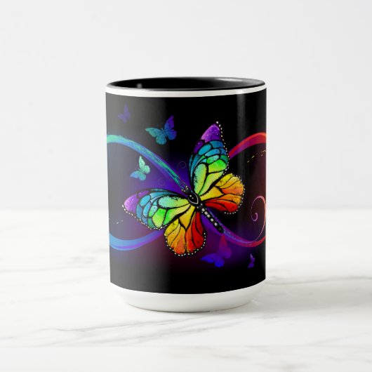 Lebhafte Unendlichkeit mit Regenbogenschmetterling Tasse (Zentrum)