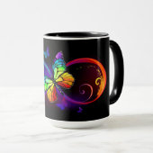Lebhafte Unendlichkeit mit Regenbogenschmetterling Tasse (VorderseiteRechts)