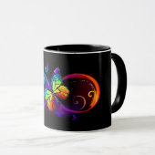 Lebhafte Unendlichkeit mit Regenbogenschmetterling Tasse (VorderseiteRechts)