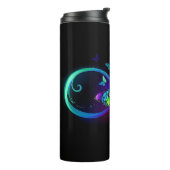 Lebhafte Unendlichkeit mit Regenbogenschmetterling Thermosbecher (Nach links gedreht)