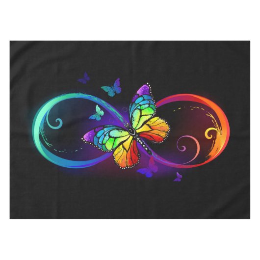 Lebhafte Unendlichkeit mit Regenbogenschmetterling Tischdecke (Vorderseite (Horizontal))