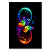 Lebhafte Unendlichkeit mit Regenbogenschmetterling Tischnummer (Vorderseite)