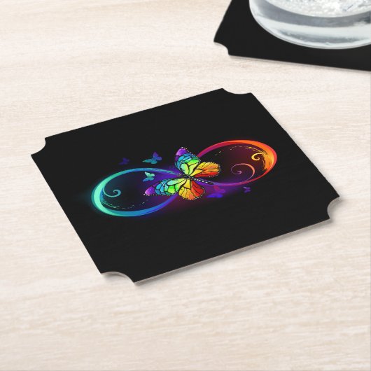 Lebhafte Unendlichkeit mit Regenbogenschmetterling Untersetzer (angewinkelt)