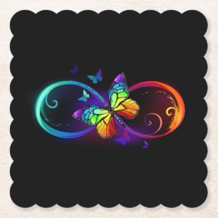 Lebhafte Unendlichkeit mit Regenbogenschmetterling Untersetzer