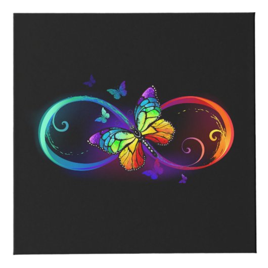 Lebhafte Unendlichkeit mit Regenbogenschmetterling Würfel (Vorderseite)