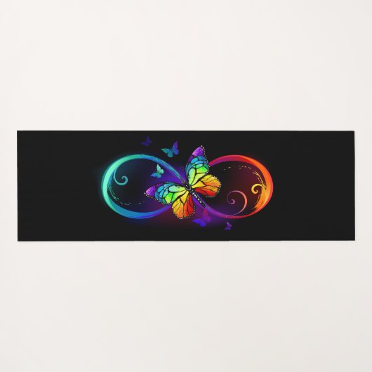 Lebhafte Unendlichkeit mit Regenbogenschmetterling Yogamatte (Rückseite (Horizontal))