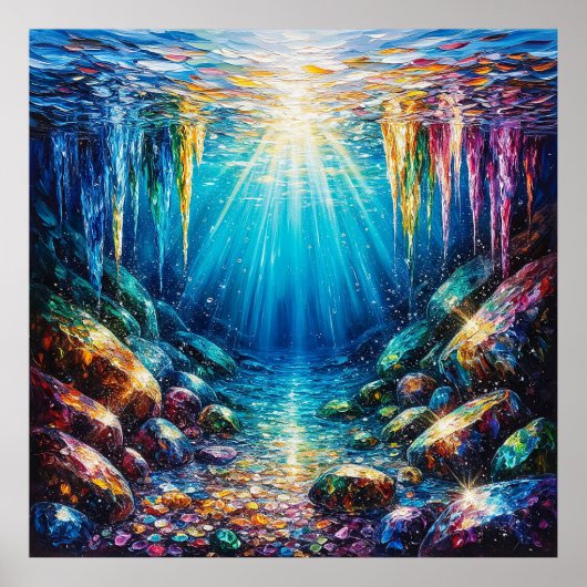 Lebhafte Unterwasserlandschaft mit schimmernder Fa Poster (Vorne)