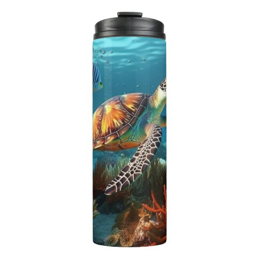 Lebhafte Unterwasserschildkröte Thermosbecher (Vorderseite)