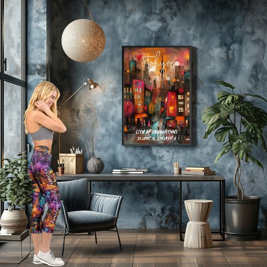 Lebhafte urbane Kunst - kühne Purples Orange und T Capri Leggings
