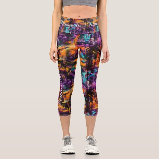 Lebhafte urbane Kunst - kühne Purples Orange und T Capri Leggings (Vorderseite)