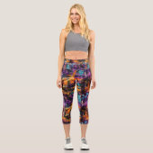 Lebhafte urbane Kunst - kühne Purples Orange und T Capri Leggings (Vorderseite)