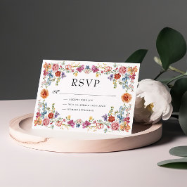 Lebhafte Viktorianisch Garden Blume Hochzeit RSVP Karte