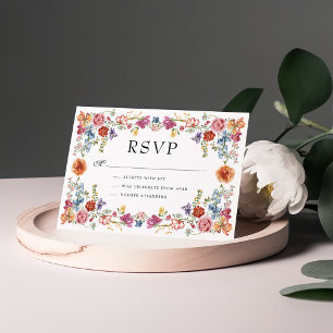 Lebhafte Viktorianisch Garden Blume Hochzeit RSVP Karte