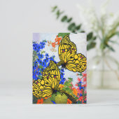Lebhafte Vintage 1920 Schmetterlinge und Blume im Postkarte (Stehend Vorderseite)