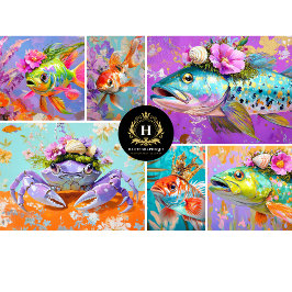 Lebhafte Vintage Blumenkrebserdekoupage Seidenpapier