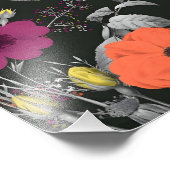 Lebhafte Vintage Blumenkunst Fotodruck (Ecke)
