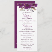 Lebhafte violette Blumen und goldene Glitzer Programm (Vorne/Hinten)