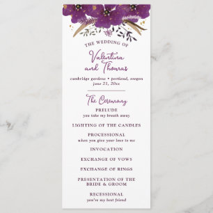Lebhafte violette Blumen und goldene Glitzer Programm