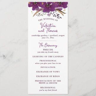 Lebhafte violette Blumen und goldene Glitzer Programm