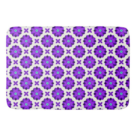 Lebhafte violette Blumen und Leaf-Motive Badematte (Vorderseite)