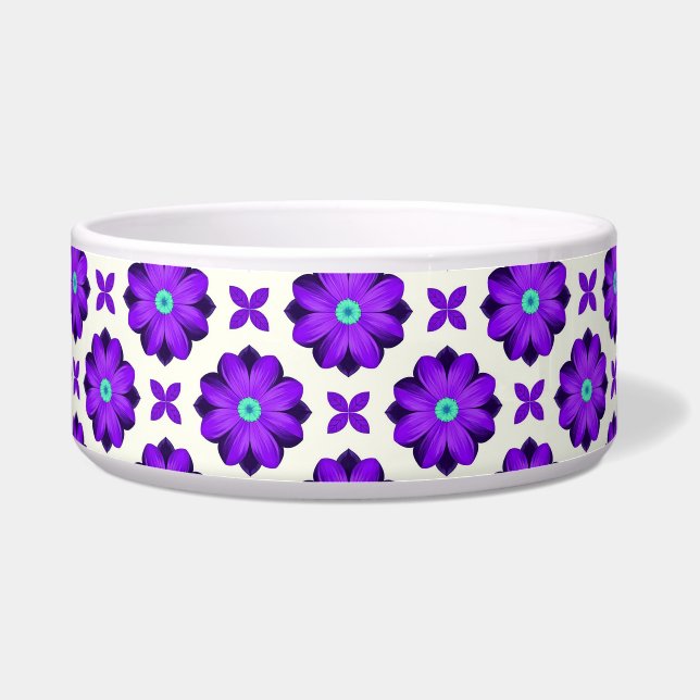 Lebhafte violette Blumen und Leaf-Motive Napf (Vorderseite)