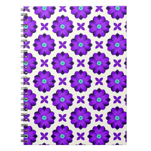 Lebhafte violette Blumen und Leaf-Motive Notizblock (Vorderseite)