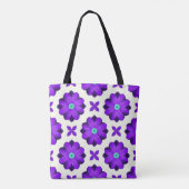 Lebhafte violette Blumen und Leaf-Motive Tasche (Rückseite)