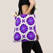 Lebhafte violette Blumen und Leaf-Motive Tasche (Von Nahem)